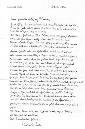 Brief von Michael Ende an Wolfgang Brunner